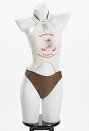 Miccostumes Traje de baño de una pieza kawaii para mujer con estampado de gatos corte halter y abertura traje de baño que controla el abdomen