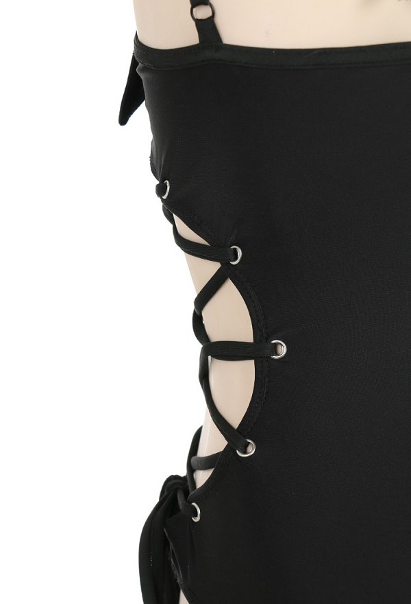 Maillots de bain gothiques sexy pour femmes Miccostumes Maillot de bain une pièce Ailes de diable Maillot de bain gainant