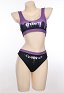 Gothic Two-Piece Swimsuit Bikini Set Purple Black Short Tank Top and Triangle Bottoms Bathing Suit Swimwear