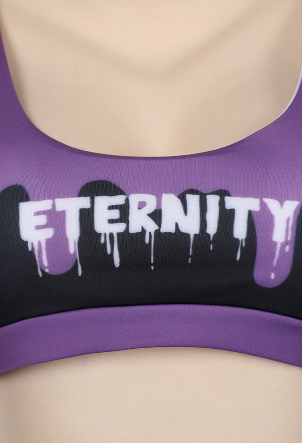Gothic Two-Piece Swimsuit Bikini Set Purple Black Short Tank Top and Triangle Bottoms Bathing Suit Swimwear Gothic Two-Piece Swimsuit Bikini Set Purple Black Short Tank Top and Triangle Bottoms Bathing Suit Swimwear