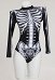 Halloween Gothic Long Sleeve One-Piece Swimsuit Skeleton Pattern Tummy Control Bathing Suit