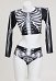 Two-Piece Halloween Gothic Badeanzug Swimsuit Totenkopfmuster kurzärmeliges Oberteil Hose Set