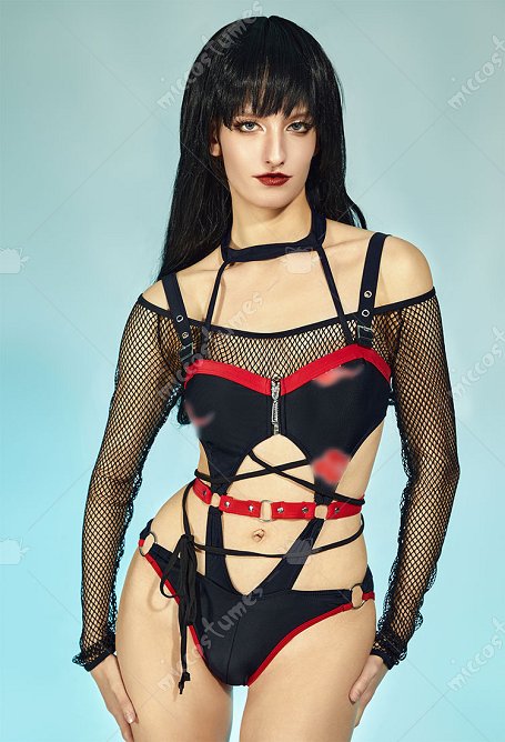 Ninja Dérivé Maillot de Bain Sexy Une-Pièce Gothique avec Découpe