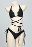 Traje de baño de dos piezas estilo murciélago gótico Top con lazo halter y braguita de cintura baja Conjunto de bikini Traje de baño