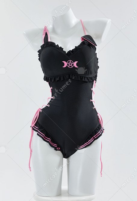 Disfraz de Cosplay Bañador de una Pieza de Estilo Conejito Sexy con Encaje Floral en el Borde y Tirantes Laterales Recortados