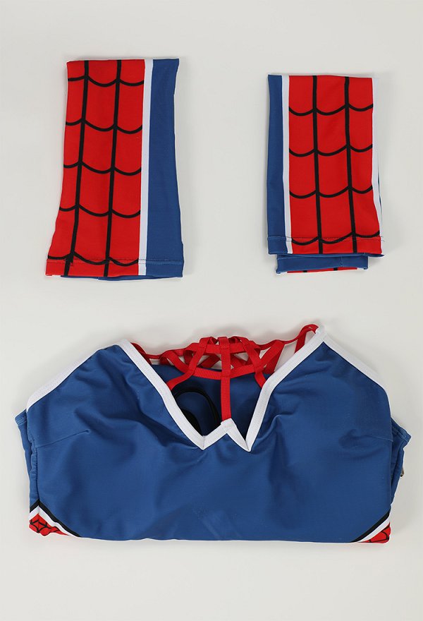 Halloween Gothic Punk Style Swimsuit Spider Bodysuit Bathing Suit and Sleeves