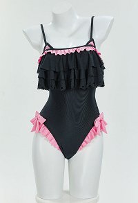 Disfraz de Cosplay Bañador Sexy de Estilo Gótico con Encaje y Lazos Decorativos