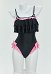 Maillot de bain une pièce sexy style gothique chat avec volants et nœud décoratif