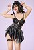 Halloween Gothic Punk Sexy Swimsuit Cutout One-piece Bathing Suit with Wrap Skirt Choker and Belt