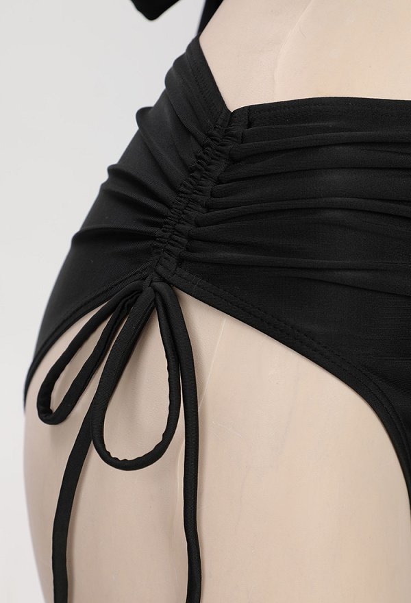 Traje de baño de dos piezas con top halter y braguita de cintura alta