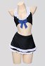 Stockings Derivative Swimsuit Halter Short Top and Skorts Two-Piece Bathing Suit with Thigh-High Stockings