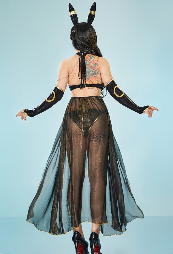 PM Derivative Sexy Swimsuit Gothic Conjunto de Bañador Vestidos y Bragas con Mangas para los Brazos y Diademas