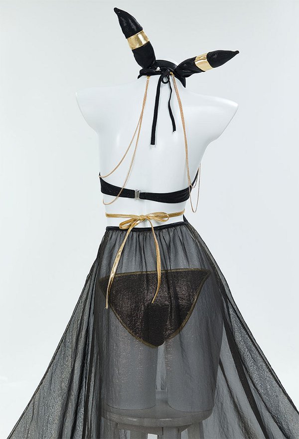 PM Derivative Sexy Swimsuit Gothic Conjunto de Bañador Vestidos y Bragas con Mangas para los Brazos y Diademas