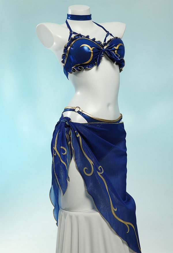 Chun Li Bañador Derivado Conjunto de Bikini Kawaii Top y Braga Halter con Encaje Bañador de Dos Piezas con Falda Envolvente