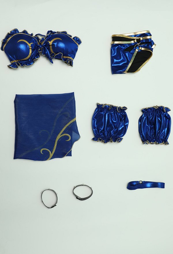 Chun Li Bañador Derivado Conjunto de Bikini Kawaii Top y Braga Halter con Encaje Bañador de Dos Piezas con Falda Envolvente