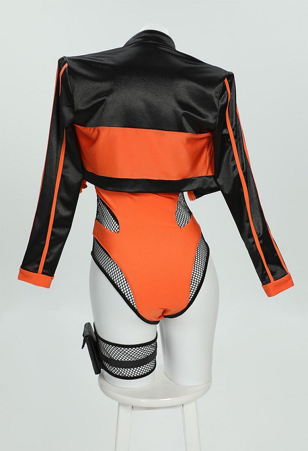 Ninja Derivative Traje de Baño de una Pieza Halter Mesh Cut Lencería y Chaqueta Corta