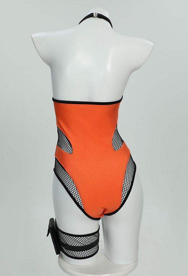 Ninja Derivative Traje de Baño de una Pieza Halter Mesh Cut Lencería y Chaqueta Corta