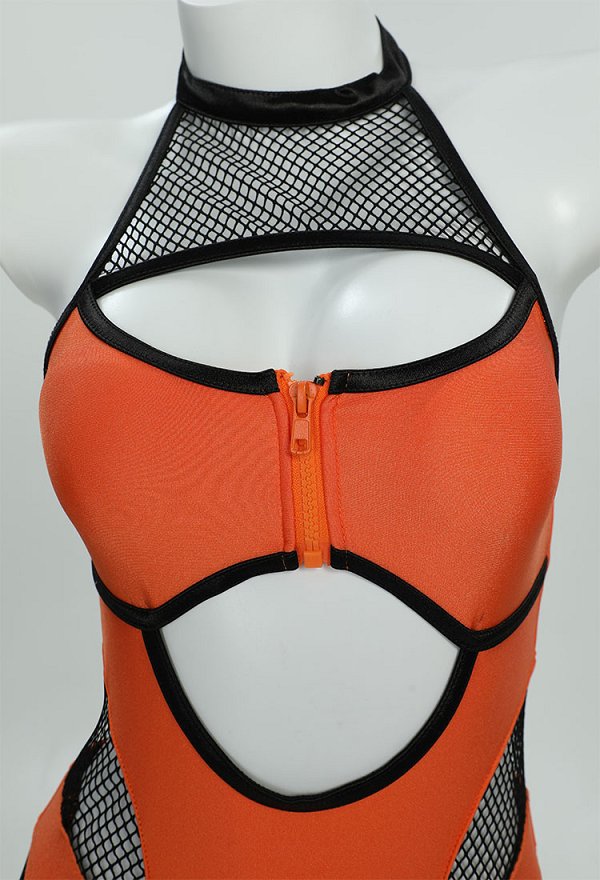Ninja Derivative Traje de Baño de una Pieza Halter Mesh Cut Lencería y Chaqueta Corta