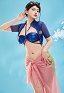 OP Robin Derivative Bikini Set Swimsuit Sexy Mesh Camiseta Ombliguera y Falda Bañador de Dos Piezas con Camiseta Encubierto y Falda Cruzada de Gasa