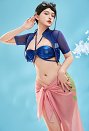 OP Robin Derivative Bikini Set Swimsuit Sexy Mesh Camiseta Ombliguera y Falda Bañador de Dos Piezas con Camiseta Encubierto y Falda Cruzada de Gasa