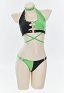 Conjunto de bikini de dos piezas derivado de Shego top halter y braguita con gargantilla