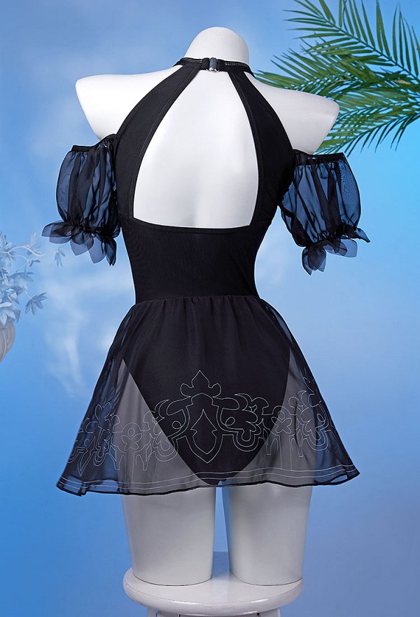 2B Derivat Sexy Bodysuit Badeanzug mit Halte Herzausschnitt Bindeband 2B Derivat Sexy Bodysuit Badeanzug mit Halte Herzausschnitt Bindeband