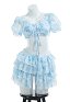 Traje de baño retro de dos piezas Vintage Elegante Bikini Azul Floral Traje de baño con cobertor y falda