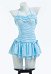Traje de baño de una pieza de cuadros azules retro vintage Traje de baño de control de abdomen con volantes y pinza para el pelo