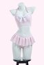 Traje de baño de dos piezas retro vintage rosa y blanco a cuadros Bañador halter con cinta para el pelo