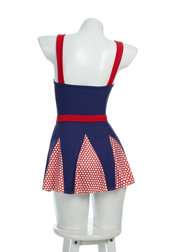 1940s Vintage Retro Traje de baño de una pieza con tirantes anchos y control de abdomen con tocado y cinturón 1940s Vintage Retro Traje de baño de una pieza con tirantes anchos y control de abdomen con tocado y cinturón