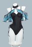 Vintage Retro Traje de baño de mariposa azul mágico de una pieza con tirantes cruzados control de abdomen y chal
