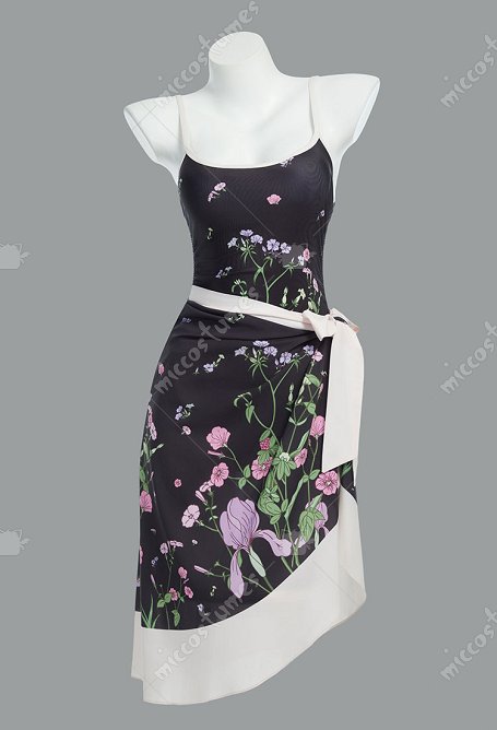 Vintage Conjunto de Traje de baño floral retro de una pieza con falda de tul