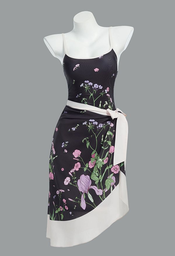 Maillot de bain une pièce rétro Maillot de bain vintage à fleurs avec jupe en tulle