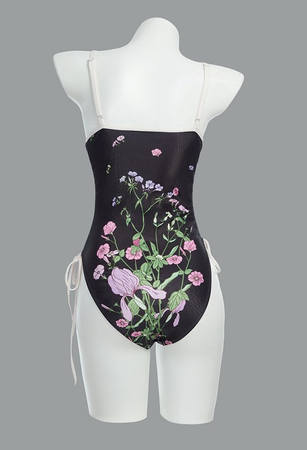 Maillot de bain une pièce rétro Maillot de bain vintage à fleurs avec jupe en tulle