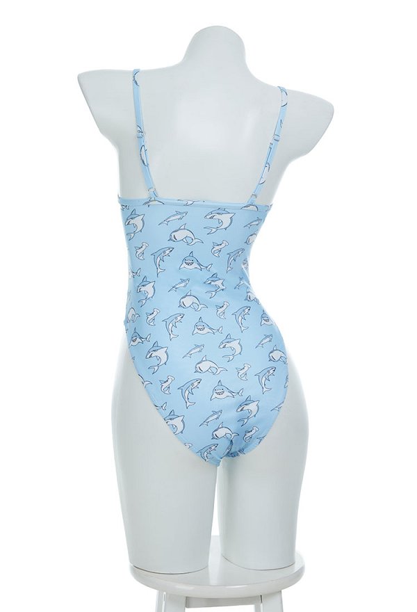 Kawaiii Little Shark Traje de baño de una pieza Halter Cutout Traje de baño de encaje sin espalda Traje de baño de corte alto Kawaiii Little Shark Traje de baño de una pieza Halter Cutout Traje de baño de encaje sin espalda Traje de baño de corte alto