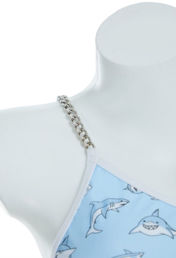 Disfraz de Cosplay Traje de baño de una pieza con estampado de tiburoncitos Traje de baño de un hombro con recorte Disfraz de Cosplay Traje de baño de una pieza con estampado de tiburoncitos Traje de baño de un hombro con recorte