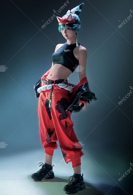 OW fox ninja Cosplay Costume Top Pantalon avec Veste Ceinture