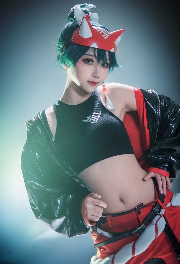 OW fox ninja Cosplay Costume Top Pants Set with Jacket Belt