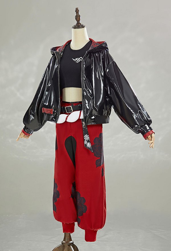 OW fox ninja Cosplay Costume Top Pants Set with Jacket Belt