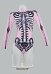 Traje de baño de manga larga gótico de Halloween Traje de baño de control de abdomen con estampado de esqueleto rosa