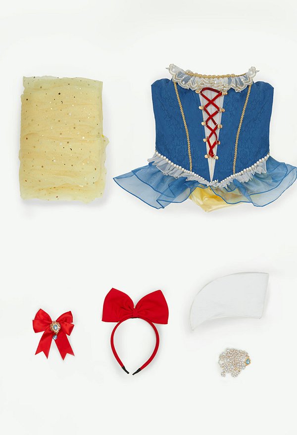 Halloween White Princess Costume for Women Blue Yellow Dress Set with Headband