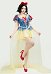 Halloween Disfraz de Princesa Blanca para Mujer Conjunto de Vestido Azul Amarillo con Diadema