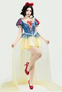 Halloween Disfraz de Princesa Blanca para Mujer Conjunto de Vestido Azul Amarillo con Diadema