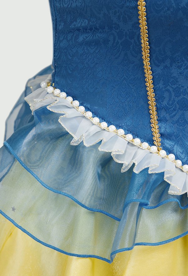 Halloween White Princess Costume for Women Blue Yellow Dress Set with Headband