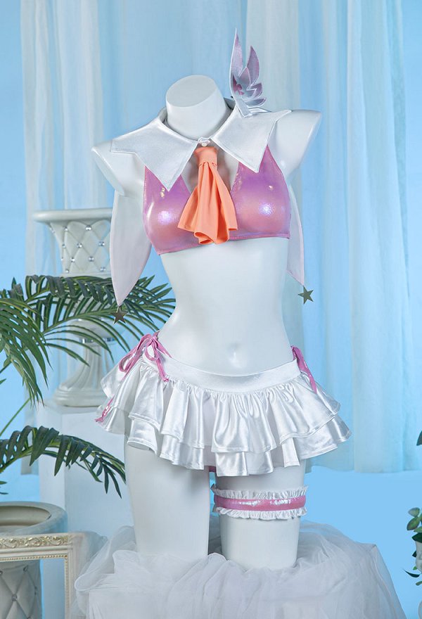 Fate/kaleid liner Prisma Illya Illyasviel von Einzbern Cosplay Costume Two-Piece Swimsuit with Shawl Neck Scarf