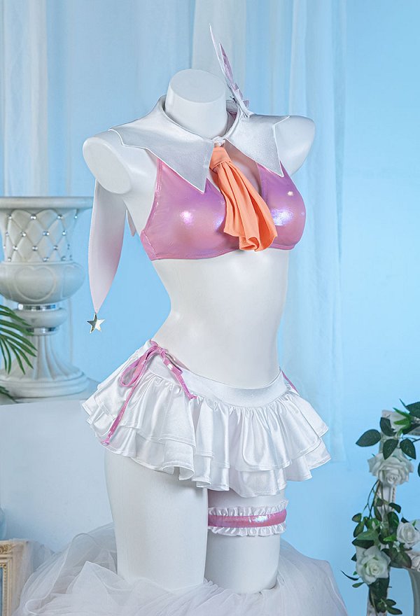 Fate/kaleid liner Prisma Illya Illyasviel von Einzbern Cosplay Costume Two-Piece Swimsuit with Shawl Neck Scarf