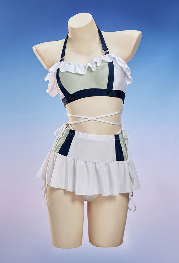 Edición Premium FF Tife Derivative Bañador de dos piezas con top halter y falda con braguita