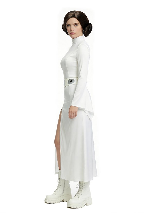 Star Wars Princess Leia Cosplay Costume Dress with Wig and Belt