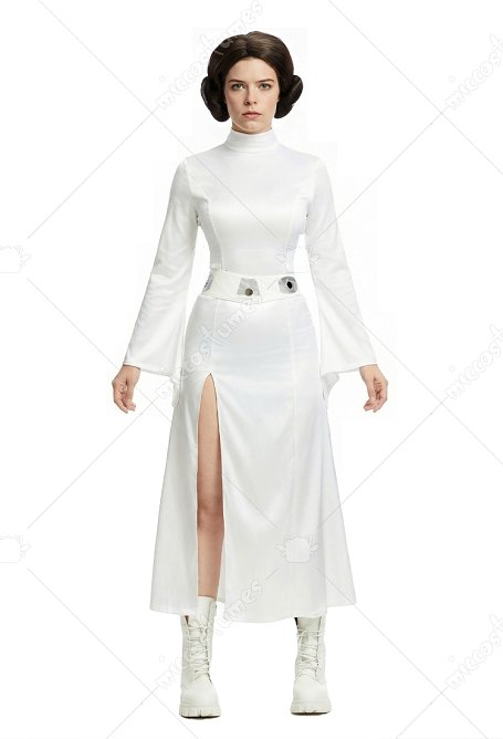 Star Wars Princess Leia Cosplay Costume Dress with Wig and Belt