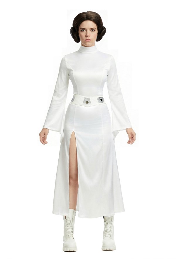 Star Wars Princess Leia Cosplay Costume Dress with Wig and Belt